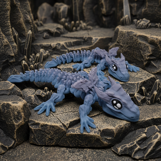 Mini Dragón de Roca Articulado 3D | Juguete Antiestrés