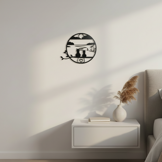 "Amor Felino al Atardecer" - Wall Art 3D Minimalista