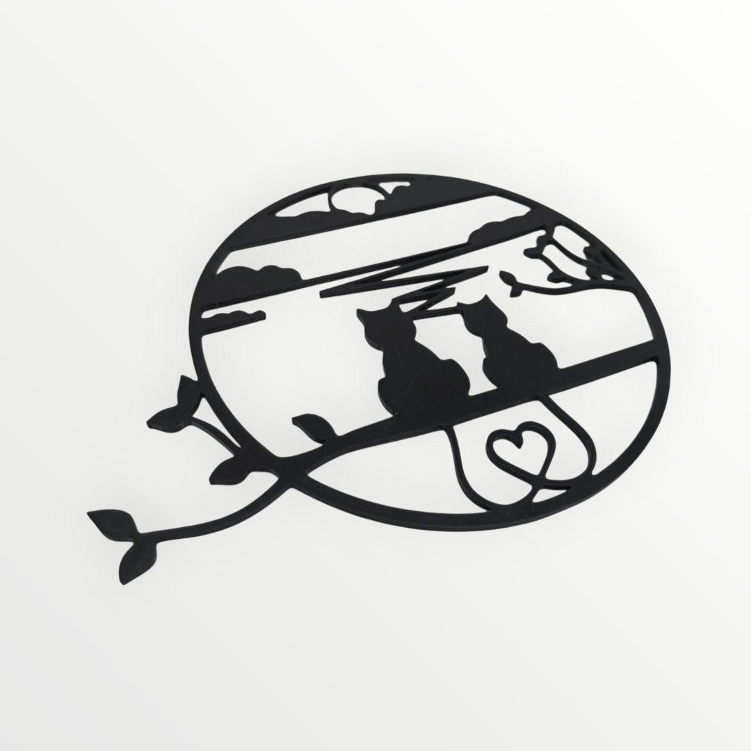 "Amor Felino al Atardecer" - Wall Art 3D Minimalista